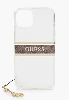 Чехол для iPhone Guess 13, PC/TPU 4G Stripe Hard Tranparent +Gold charm