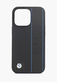 Чехол для iPhone BMW 13 Pro Signature Genuine leather Blue lines Hard Black