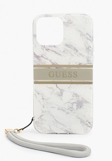 Чехол для iPhone Guess 13 Pro Max, PC/TPU Marble Hard +Nylon hand cord Grey