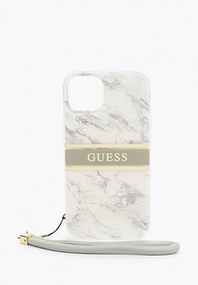 Чехол для iPhone Guess 13, PC/TPU Marble Hard +Nylon hand cord Grey