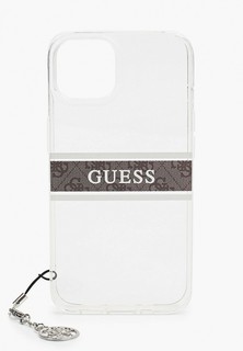 Чехол для iPhone Guess 13, PC/TPU 4G Stripe Hard Tranparent +Silver charm