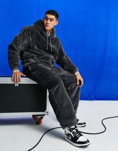 Черные oversized-джоггеры из искусственного меха от комплекта ASOS DESIGN-Черный цвет