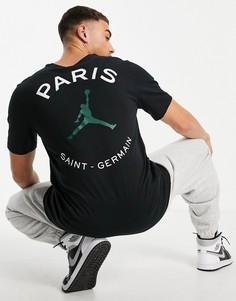 Черная футболка с логотипом "Paris Saint-Germain" Nike Jordan-Черный цвет