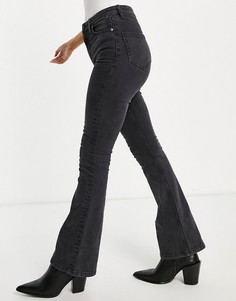 Черные расклешенные джинсы с завышенной талией Miss Selfridge Lizzie-Черный цвет