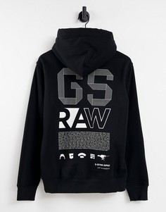 Черный худи с принтом на спине G-Star