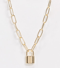 Ожерелье-цепочка с крупными звеньями и подвеской-замком ASOS DESIGN Curve-Золотой