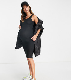 Черное платье миди в рубчик Flounce London Maternity-Черный цвет