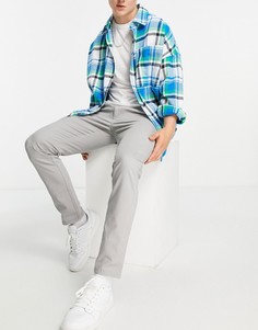 Светло-серые узкие чиносы из смесового органического хлопка Topman-Серый