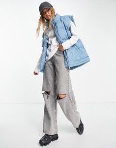 Пыльно-голубой дутый жилет из переработанного полиэстера Weekday Layer