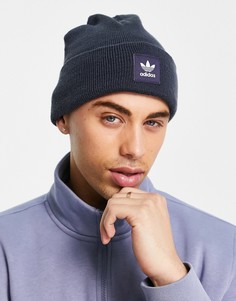 Темно-синяя шапка-бини с логотипом-трилистником adidas Originals adicolor Trefoil-Темно-синий