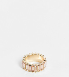 Золотистое кольцо с багетными камнями ASOS DESIGN Curve-Золотистый