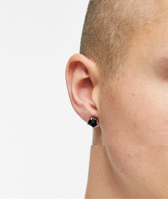 Серебристые серьги-гвоздики с черными кристаллами ASOS DESIGN-Черный