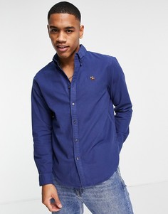 Темно-синяя оксфордская рубашка с маленьким 3D-логотипом Abercrombie & Fitch-Голубой