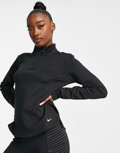 Черный топ с короткой молнией Nike Training One Warm-Черный цвет