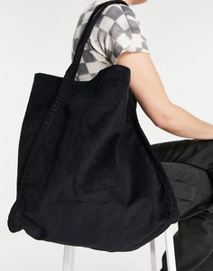 Черная вельветовая сумка-шопер ASOS DESIGN-Черный