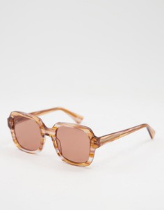 Солнцезащитные очки в квадратной оправе из ацетата коричневого цвета в стиле 70-х ASOS DESIGN-Коричневый цвет
