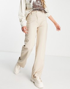 Бежевые прямые брюки классического кроя Monki-Светло-бежевый цвет
