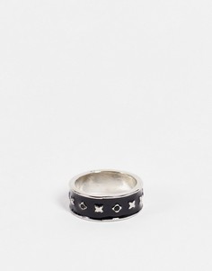 Черное широкое кольцо с монограммой ASOS DESIGN-Черный цвет