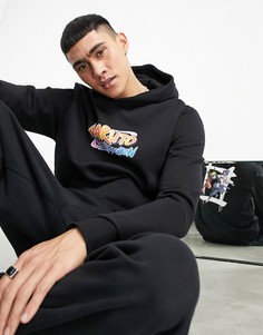 Черный худи с принтом "Naruto Shippuden" на спине Bershka-Черный цвет