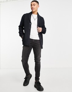 Темно-синий кардиган крупной вязки из материала с добавлением шерсти French Connection