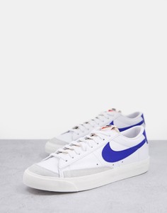 Бело-синие низкие кроссовки Nike Blazer 77-Белый