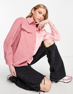 Рубашка из вельвета в стиле колор-блок Urban Threads-Розовый цвет