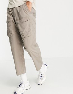 Укороченные свободные брюки карго коричневого цвета в утилитарном стиле с карманами спереди Abercrombie & Fitch-Коричневый цвет