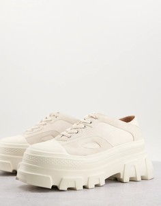 Бежевые туфли на шнуровке и толстой подошве Public Desire Man Ransom-Светло-бежевый цвет