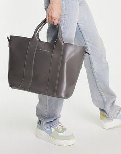 Серая сумка-тоут на плечо с кошельком внутри и ремешком Claudia Canova-Серый