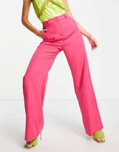 Классические прямые брюки цвета фуксии с завышенной талией NaaNaa-Розовый цвет