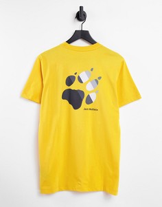 Желтая футболка с принтом Jack Wolfskin Rainbow Paw-Желтый