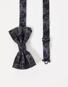 Черный галстук-бабочка с цветочным узором ASOS DESIGN-Черный цвет
