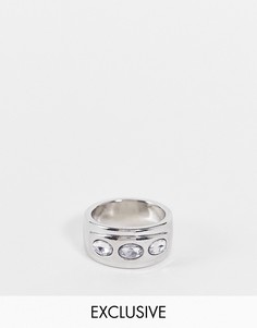 Массивное кольцо в стиле 90-х со стразами Reclaimed Vintage Inspired-Серебристый