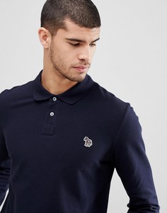 Темно-синяя футболка-поло с длинными рукавами и логотипом PS Paul Smith-Темно-синий