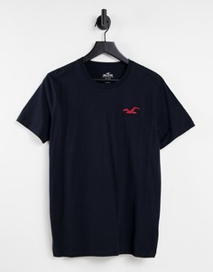 Черная футболка с логотипом Hollister Exploded-Черный