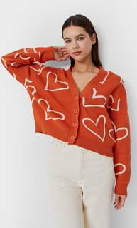 Stradivarius Жаккардовый Кардиган Оранжевый M