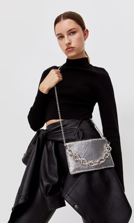 Stradivarius Сумка С Металлическим Сетчатым Покрытием И Плечевым Ремнем Серый 103