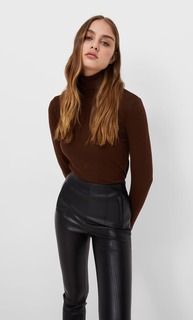 Stradivarius Свитер С Отворотом На Воротнике Коричневый M