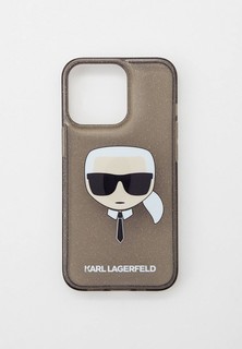 Чехол для iPhone Karl Lagerfeld 13 Pro, TPU Glitters Karls head Hard Transp Black