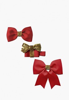 Заколки 3 шт. Milledeux Бантики и подарок, коллекция Classic Christmas, скарлет с золотистым