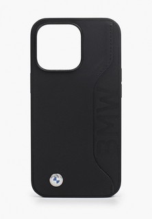 Чехол для iPhone BMW 13 Pro, Signature Genuine leather with cardslot Hard Black