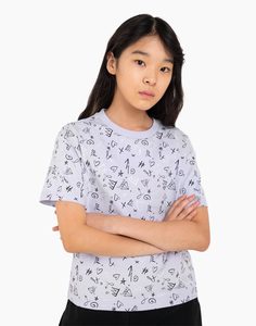 Сиреневая футболка с принтом для девочки Gloria Jeans