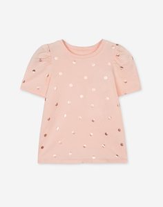 Розовая футболка в горох для девочки Gloria Jeans