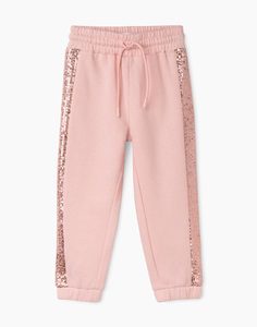 Розовые брюки Jogger с пайетками для девочки Gloria Jeans