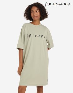 Зелёная ночная сорочка с принтом Friends Gloria Jeans