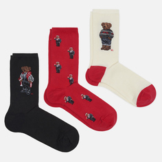 Комплект носков Polo Ralph Lauren Holiday Polo Bear 3-Pack Gift Box, цвет комбинированный, размер 35-40 EU