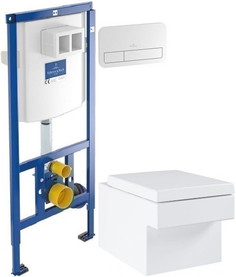 Комплект подвесной унитаз Grohe Cube Ceramic 3924400H + 39488000 + система инсталляции Villeroy & Boch 92246100 + 92249068