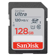 Карта памяти SDXC UHS-I U1 Sandisk Ultra 128 ГБ, 120 МБ/с, Class 10, SDSDUN4-128G-GN6IN, 1 шт.