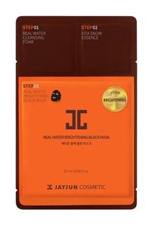 Трехступенчатая тканевая маска JayJun Real Water Brightening Black Mask для лица, против морщин