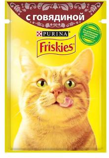 Влажный корм Friskies для кошек, говядина в подливе, 85гр